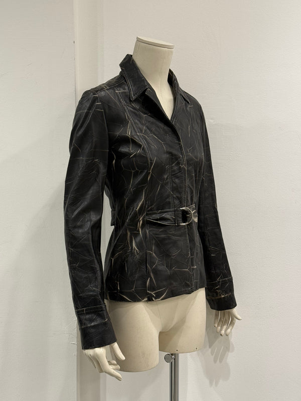 2000s Plein Sud dyed effect distressed leather jacket