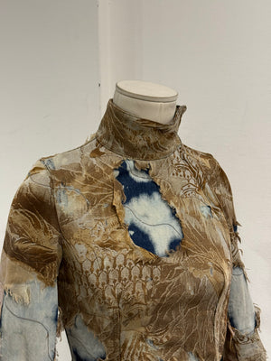 A/W2001 Roberto Cavalli “phoenix” double layer destroyed runway denim jacket