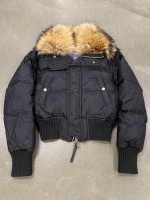 2000s Dsquared2 raccoon fur cropped puffer jacket