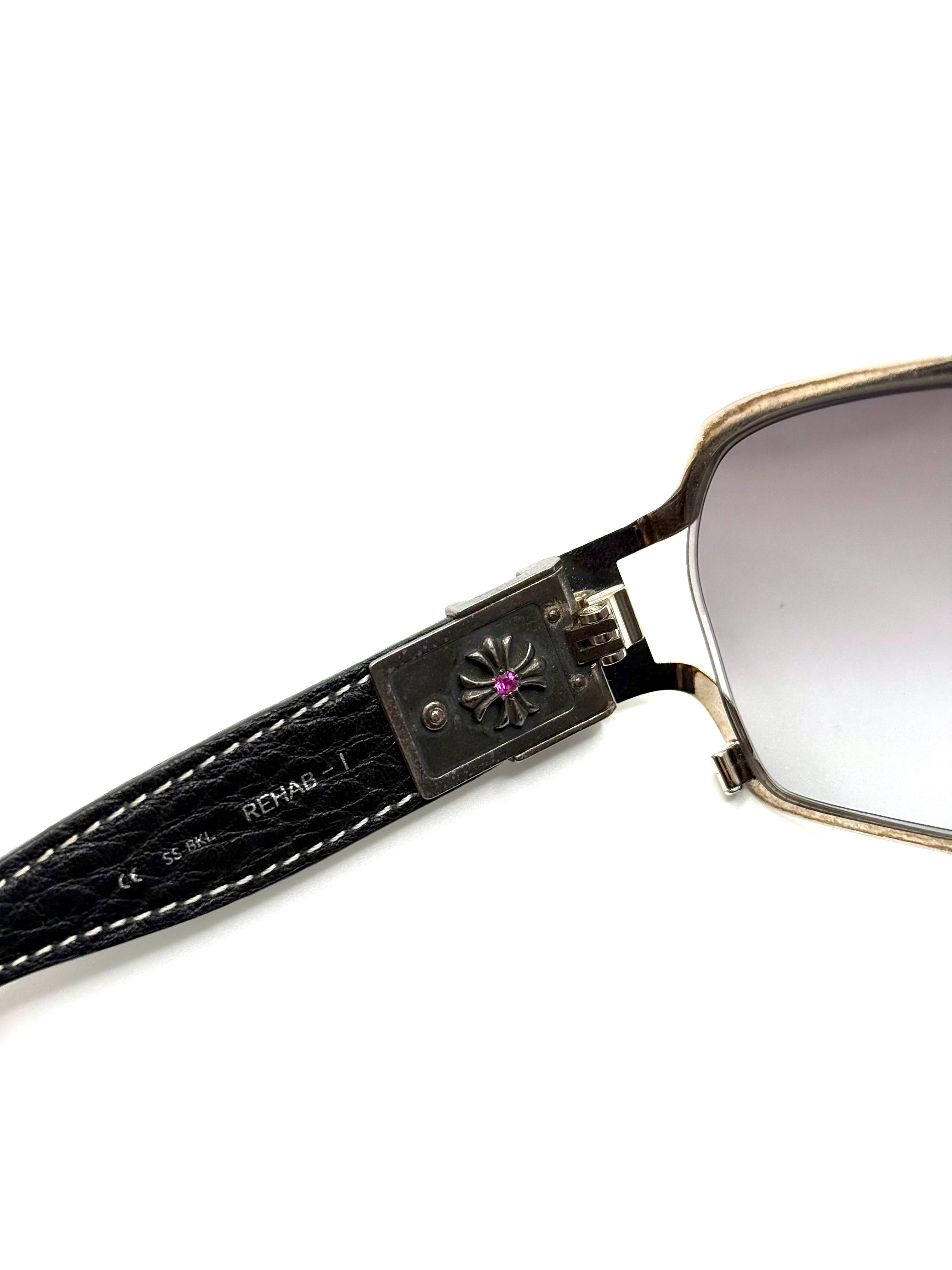 1/1 Chrome Hearts REHAB-I factory diamonds and ruby leather sunglasses