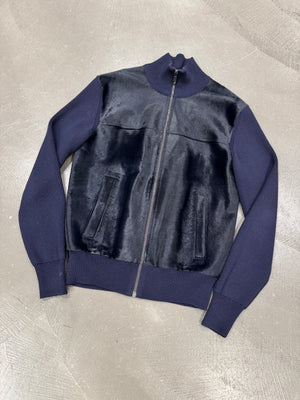 2010s Prada pony hair hybrid wool cardigan