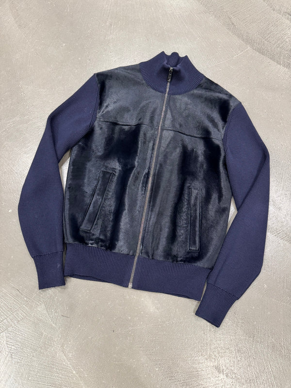 2010s Prada pony hair hybrid wool cardigan