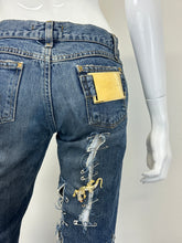 Load image into Gallery viewer, S/S 2001 Dolce &amp; Gabbana safety pin punk jeans with broches
