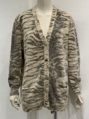 2015 Saint Laurent by Hedi Slimane tiger mohair knit cardigan
