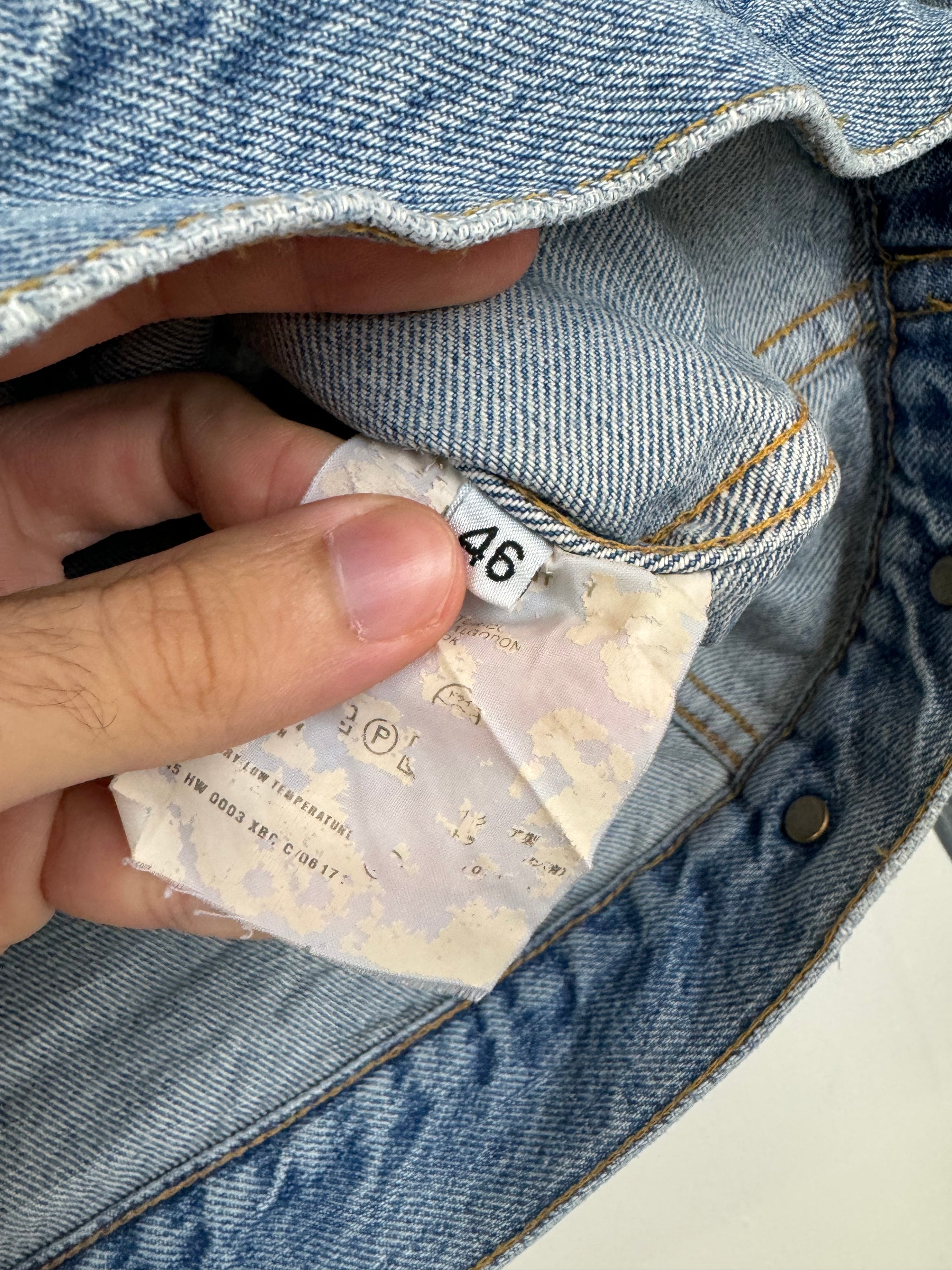 1990s Helmut lang vintage sanded 1 pocket denim jacket 1990s Helmut lang vintage sanded 1 pocket denim jacket