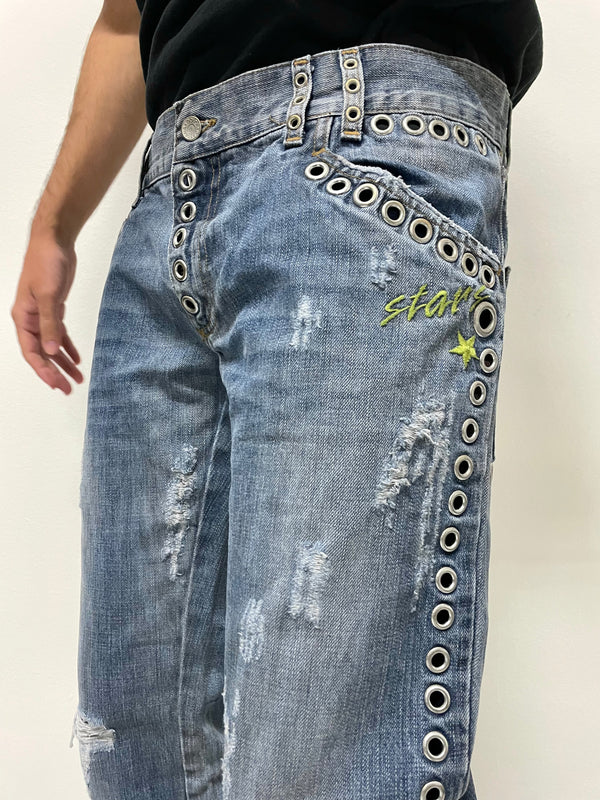 SS06 Dolce & Gabbana eyelet studded holed jeans