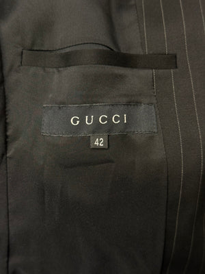 2004 Gucci by Tom Ford pinstripe bow blazer