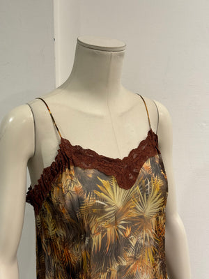 1990s Jean Paul Gaultier tropical mesh lace-trim dress