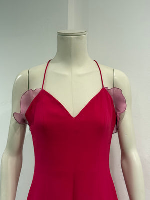 1990s Giorgio Armani silk slip dress with organza petal details