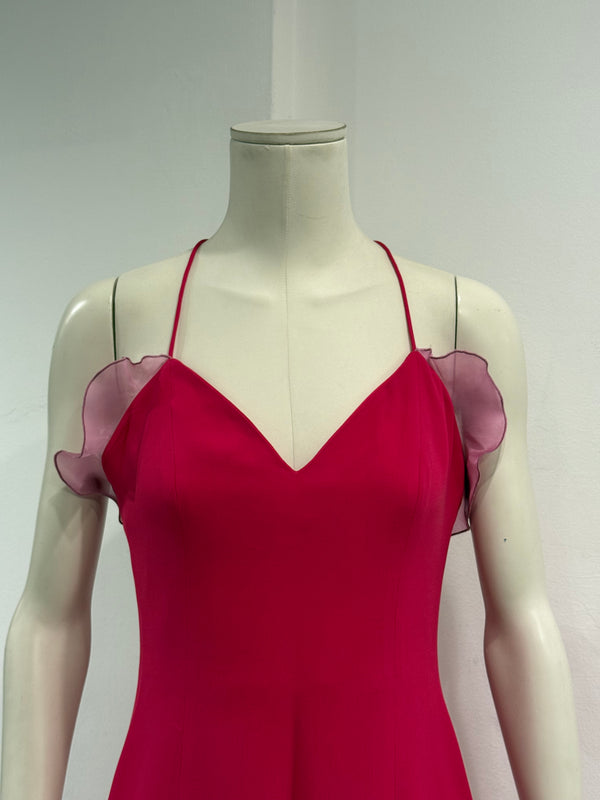 1990s Giorgio Armani silk slip dress with organza petal details