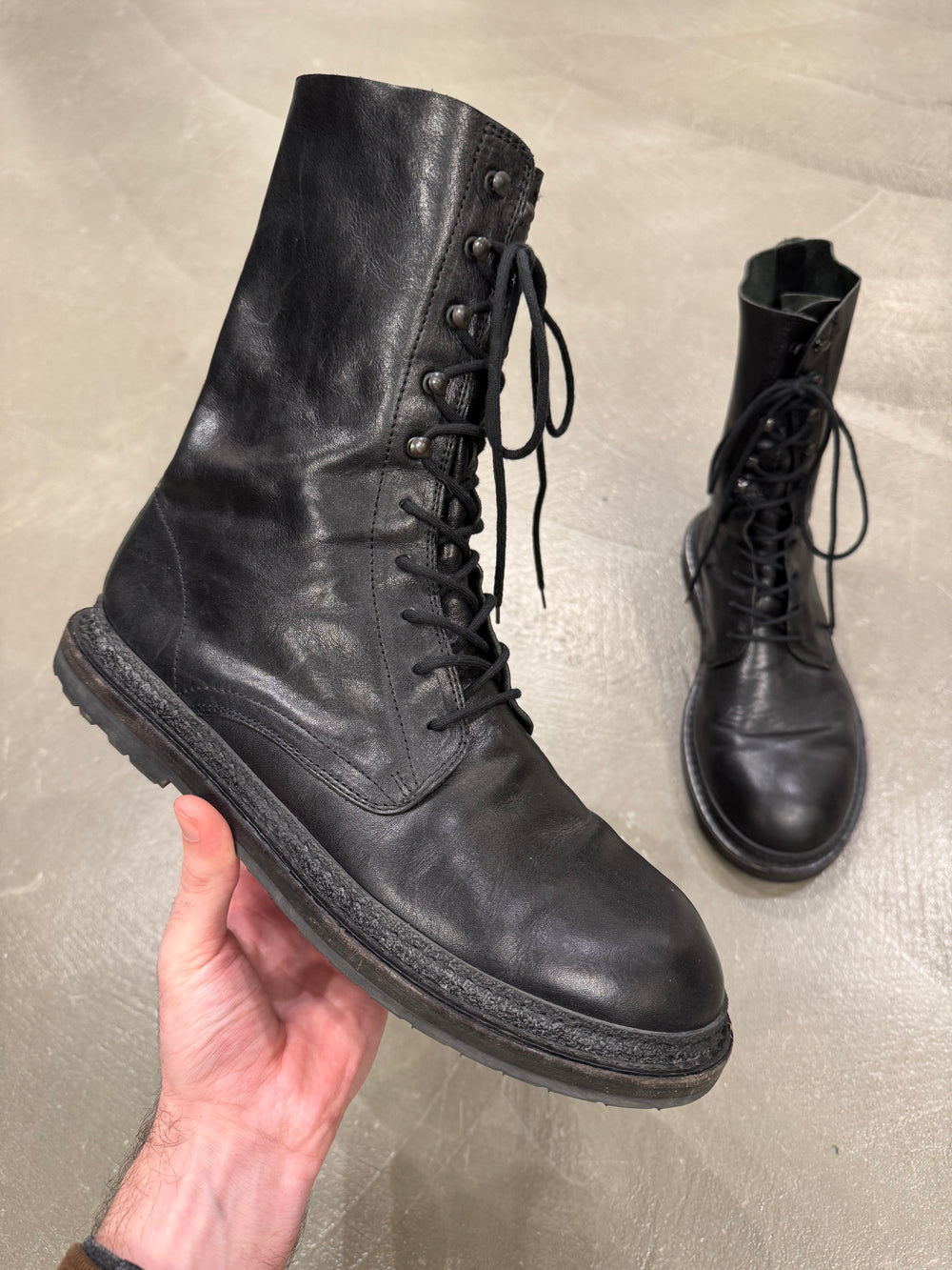 2000s Ann Demeulemeester combact leather boots