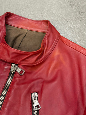 A/W2000 Maison Margiela 5-zip red biker lather jacket