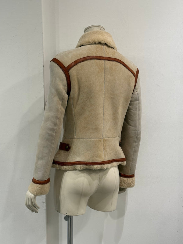 Roberto Cavalli shearling jacket with contrast leather details
