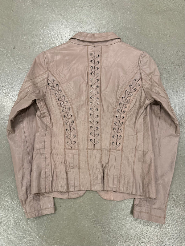 SS2007 Roberto Cavalli lace-up bondage leather blazer jacket