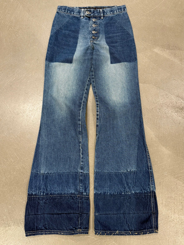 2000s Jean Paul Gaultier patchwork flared jeans