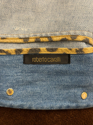 200s Roberto Cavalli distressed denim jacket