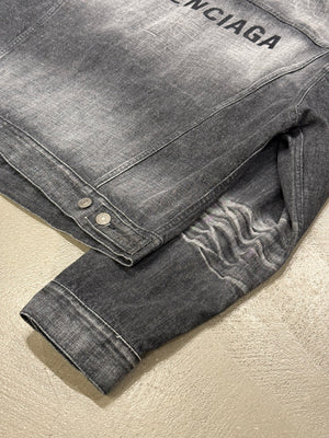 Balenciaga faded logo oversized denim jacket