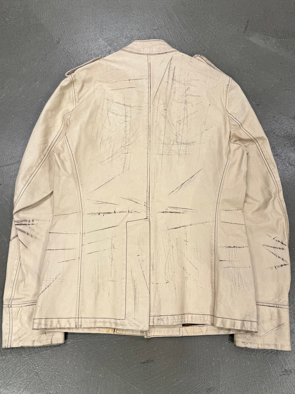 S/S2001 Yves Saint Laurent by Tom Ford M-65 distressed military leather jacket