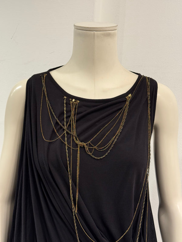 Plein Sud draped sleeveless top with chain detailing