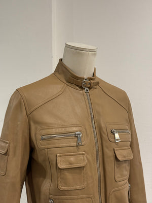 2000s Dolce & Gabbana multi pocket leather jacket