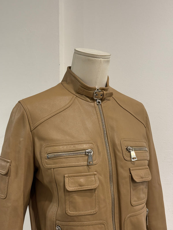2000s Dolce & Gabbana multi pocket leather jacket
