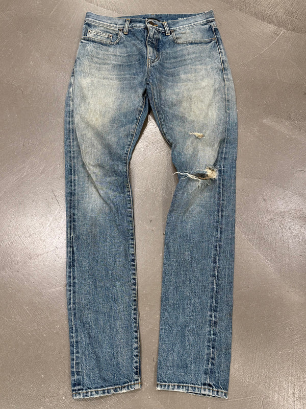 2015 Saint Laurent by Hedi Slimane distressed slim denim jeans