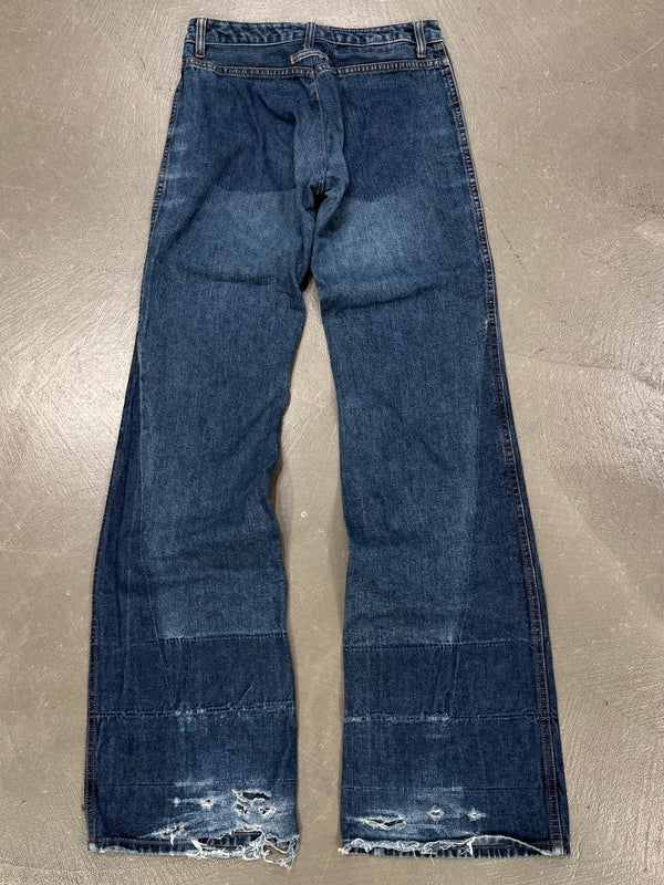 2000s Jean Paul Gaultier flared patchwork jeans