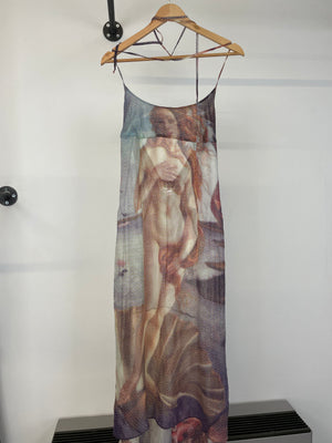 1990s D&G Botticelli birth of Venus sheer silk dress