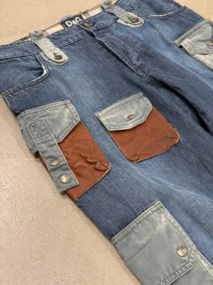 2000s Dolce & Gabbana patchwork multi-pocket cargo jeans