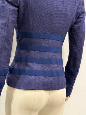 2000s Versace textured strap-detail bondage fitted blazer
