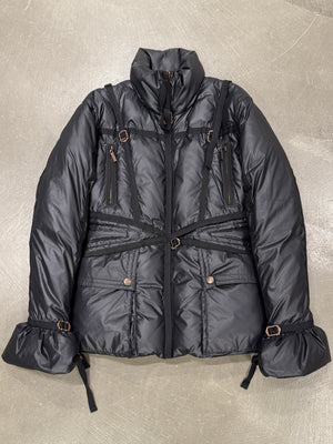 1990s Roberto Cavalli harness bondage puffer jacket