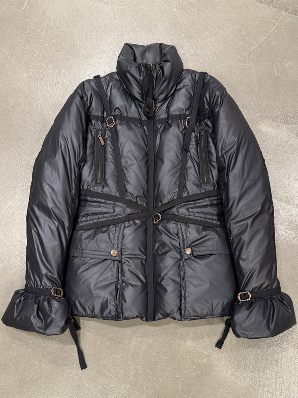 1990s Roberto Cavalli harness bondage puffer jacket