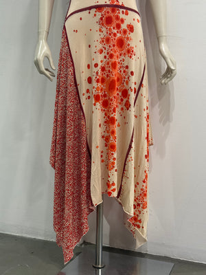 S/S2004 Jean Paul Gaultier red spots print long dress