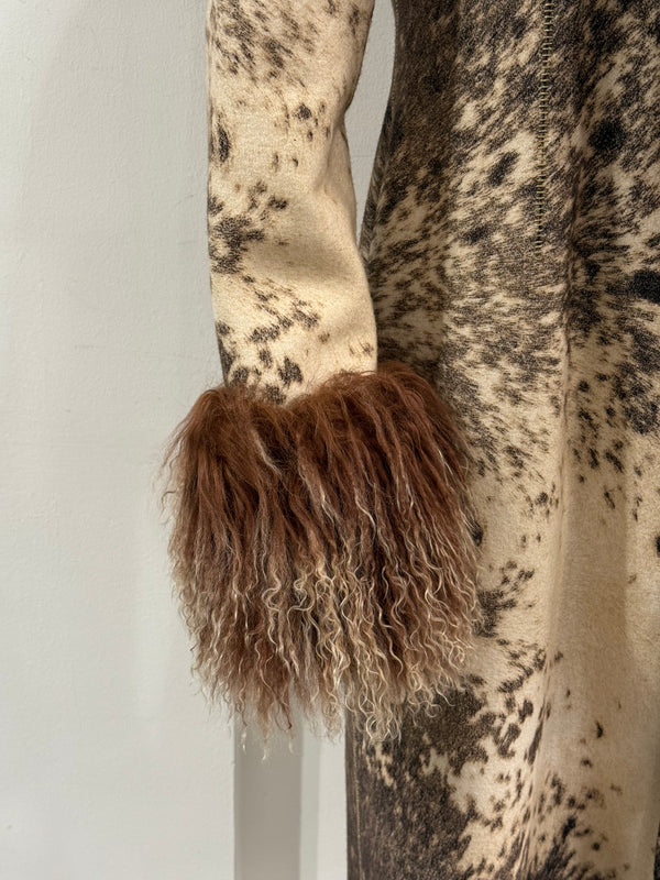 F/W1999 Roberto Cavalli fur-trimmed wool coat