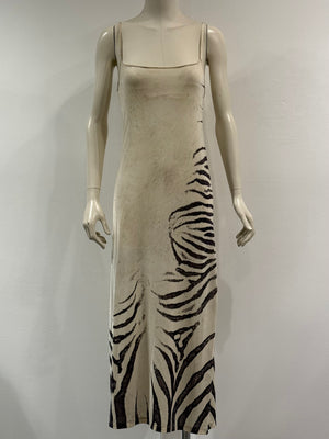 1999 Roberto Cavalli runway zebra print maxi dress
