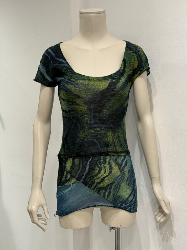 2000s Cavalli fox fur animalier print set