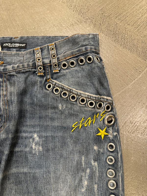 S/S 2006 Dolce & Gabbana runway studded eyelet jeans