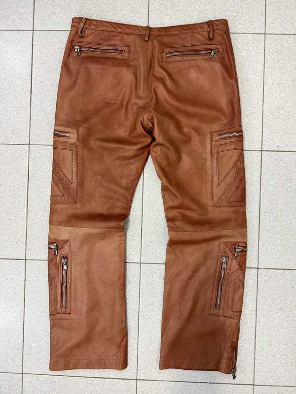 SS2002 Dolce & Gabbana leather zipper flight cargo pants