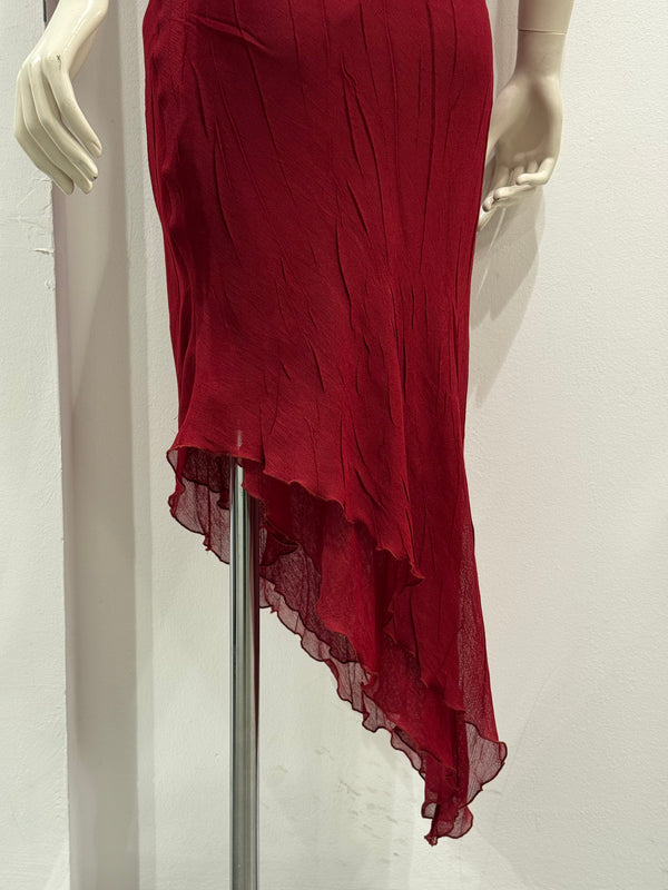 2000s Cavalli wrinkle red dress