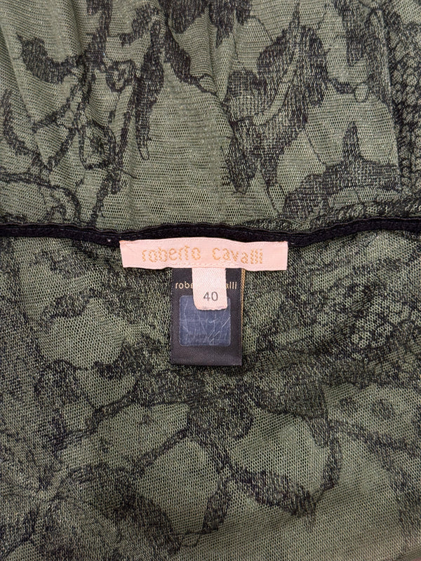 2000s Roberto Cavalli floral print mesh top