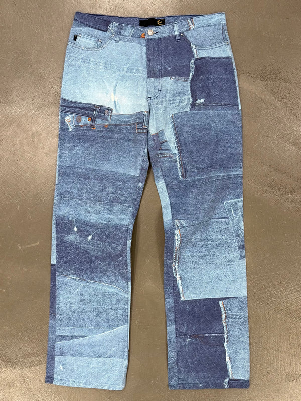 2000s Cavalli trompe l'oeil patchwork jeans