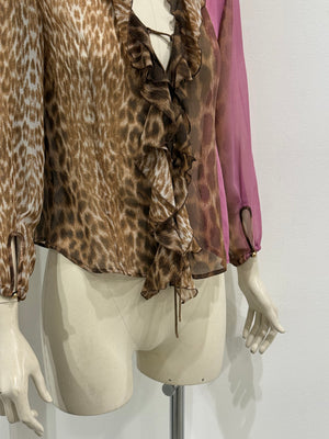 2000s Cavalli leopard print blouse