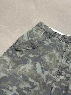 Yohji Yamamoto "Coming Soon" line camo shorts