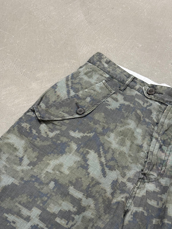 Yohji Yamamoto "Coming Soon" line camo shorts