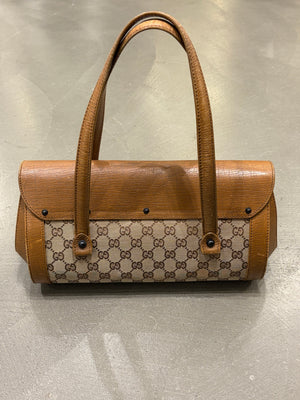 1990s Gucci monogram shoulder bag with bamboo detail