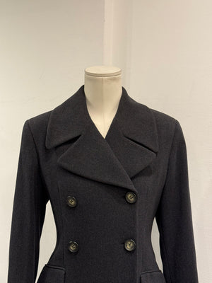 1990s Dolce & Gabbana grey wool double-breasted long coat