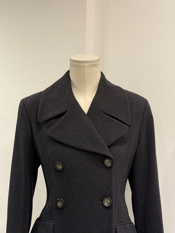 1990s Dolce & Gabbana grey wool double-breasted long coat