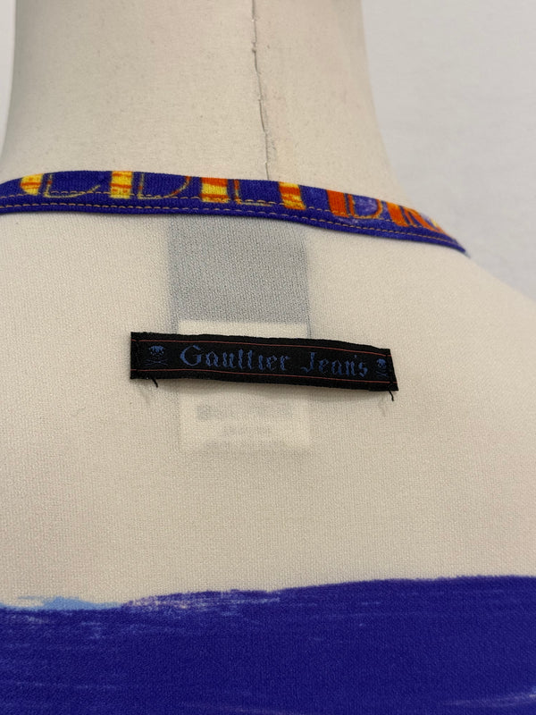 1997 Jean Paul Gaultier "fashion & culture" print dress