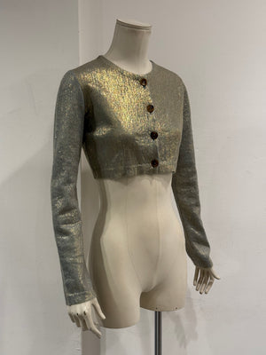 2000s Prada metallic cropped cardigan