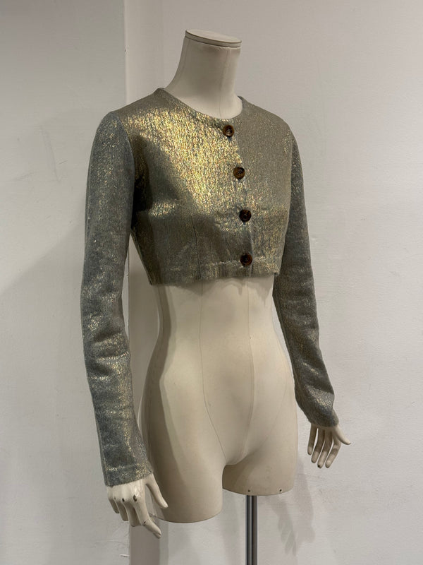2000s Prada metallic cropped cardigan